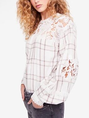 Free People Lace and pink blouse